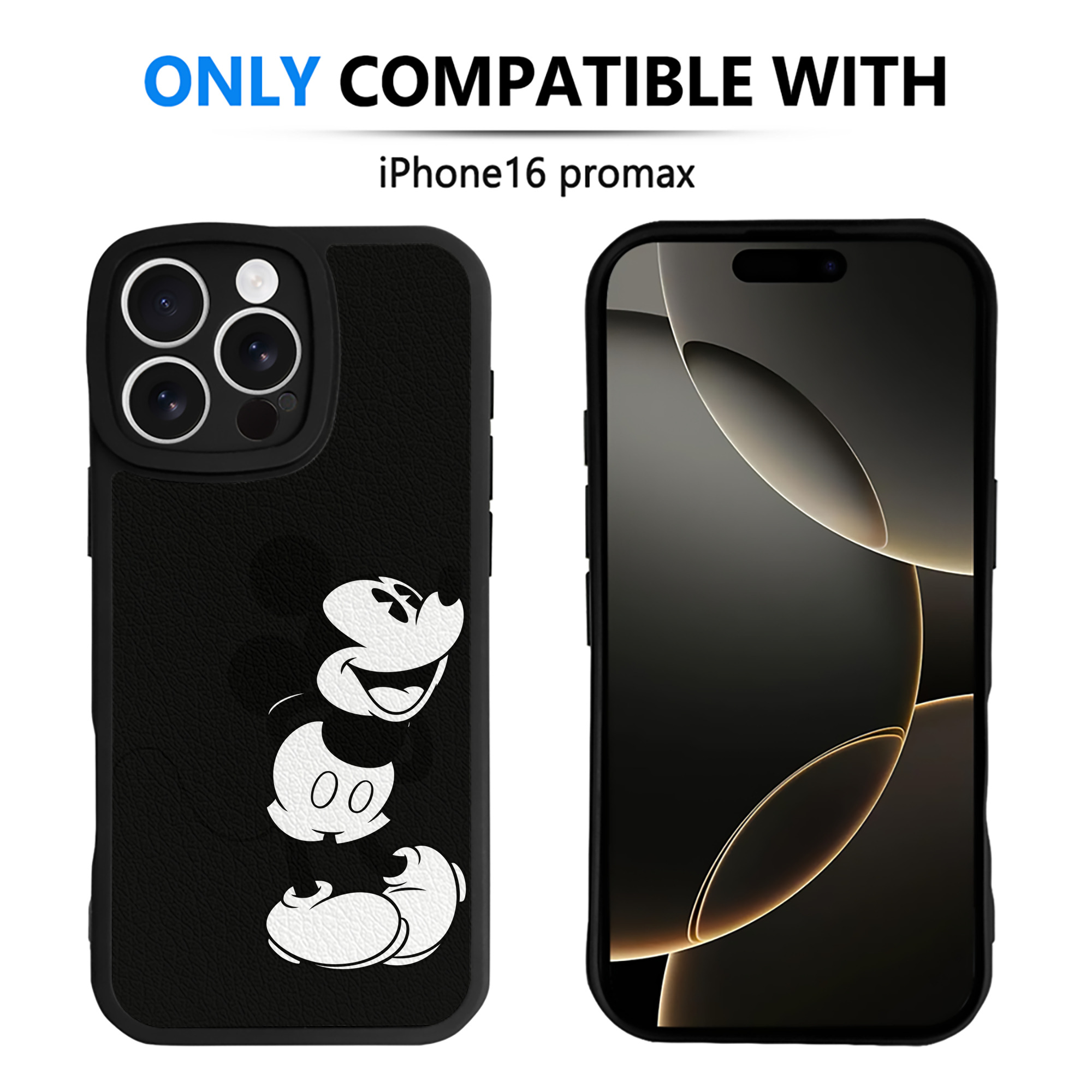 （画像用） ミッキーマウス Mickey Mouse 【iPhone 16シリーズ対応】シリコンスマホケース（レザー調） 材質：シリコン